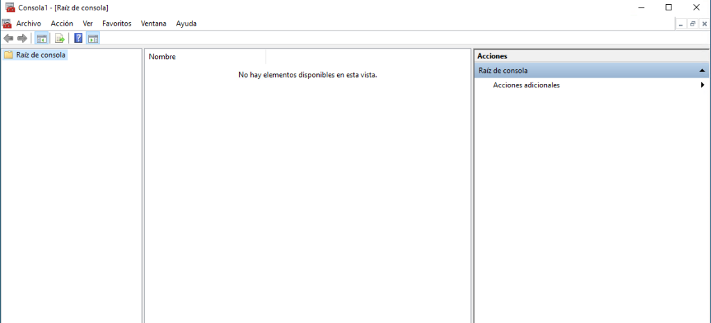 Después de lanzar la consola de gestión, la ventana principal está en blanco y no tiene snap-on ni contenido.